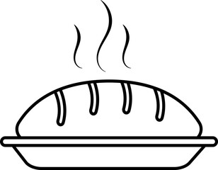 Isolated Baguette Or Bread Icon In Black Line Art.