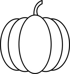 Black Outline Illustration Of Pumpkin Icon.
