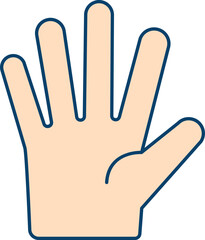 Five Finger Showing Hand Peach Icon In Flat Style.