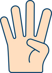 Obraz premium Peach Illustration Of Four Finger Showing Hand Icon.