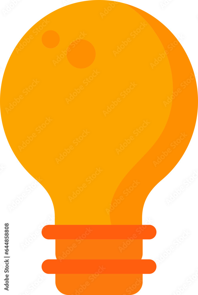 Sticker Orange Bulb Icon On White Background.