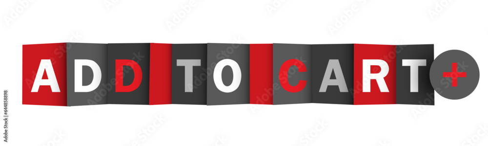 Aufkleber add to cart red and gray vector web button with plus symbol