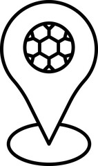 Soccer Play Location Place Icon In Black Outline.