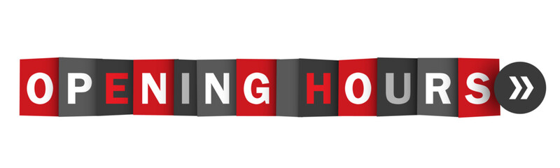OPENING HOURS red and gray vector web button