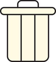 Black Linear Style Dustbin Icon.