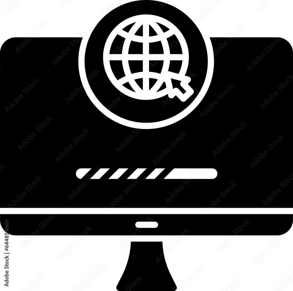 Aufkleber b&w color web browser in monitor icon.
