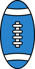 Flat Rugby Ball Blue And White Icon.