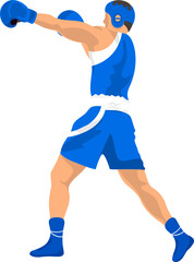 Character Of Male Boxer Player In Playing Pose On White Background.