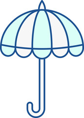 Open Umbrella Turquoise And White Icon.