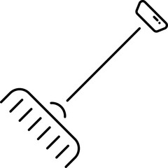 Black Linear Style Rake Shovel Icon Or Symbol.