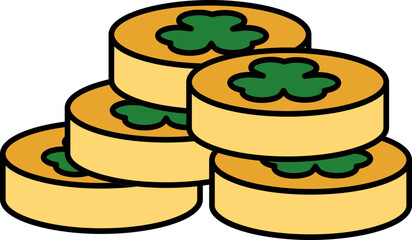 Stack Clover Coins Yellow And Green Icon.