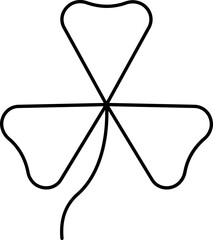 Black Outline Illustration Of Clover Leaf Icon.