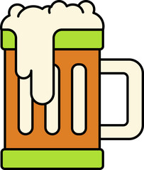 Beer Mug Icon In Orange And Green Color.