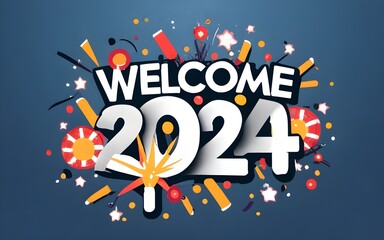Happy new year , Welcome 2024  on new year festival 