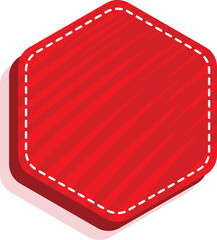 Blank Hexagon Label Or Frame Element In Red Color.