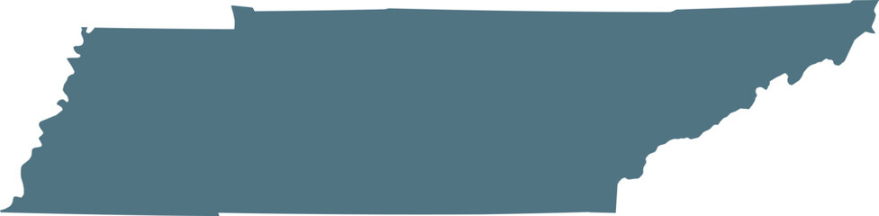 Blue Map of US federal state of Tennessee 
