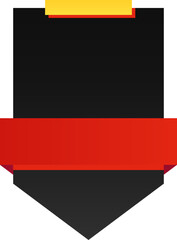 Blank Ribbon With Tag Or Triangle Shape In Black And Red Color.