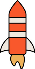 Orange And White Rocket Flat Icon.