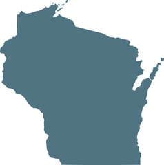 Blue Map of US federal state of Wisconsin