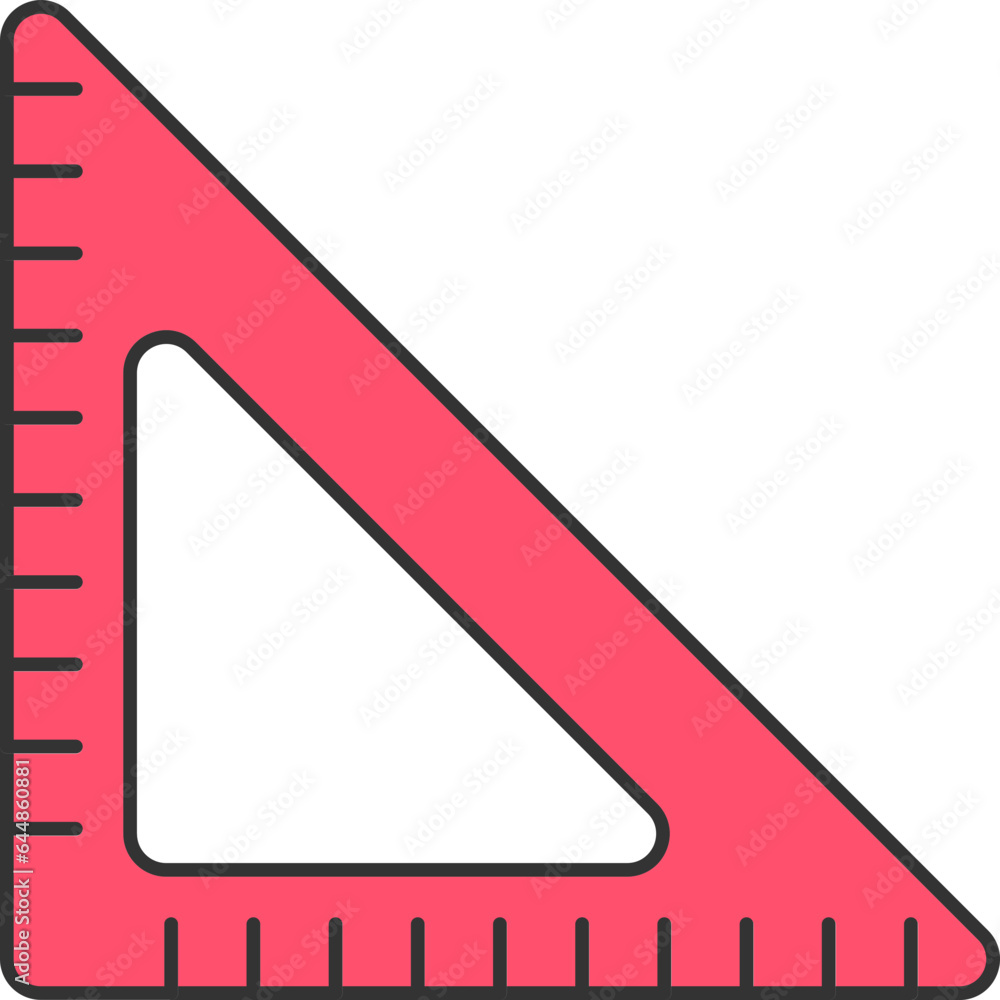 Aufkleber flat style triangle protractor icon in red color.