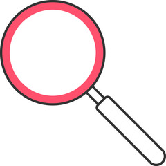Flat Magnifying Glass Red And White Icon.