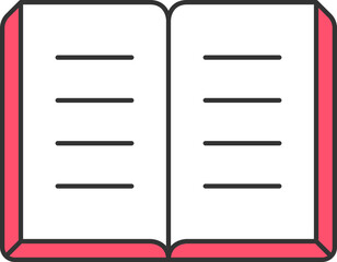 Open Book Flat Icon In Red And White Color.