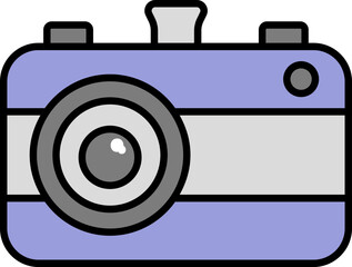 Purple And Grey Camera Flat Icon.