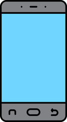 Flat Style Smartphone Grey And Blue Icon.