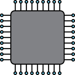 Isolated Circuit Chip Icon In Grey Color.