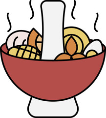 Colorful Hotpot Flat Icon Or Symbol.