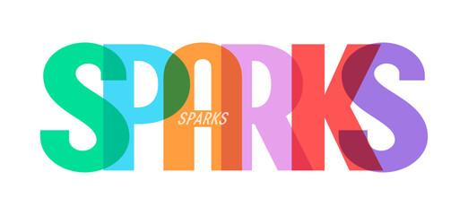 SPARKS. The name of the city on a white background. Vector design template for poster, postcard, banner.