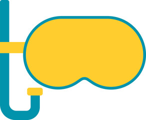 Flat Style Diving Mask Teal And Yellow Icon.