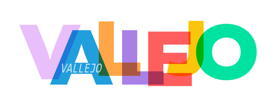 VALLEJO. The name of the city on a white background. Vector design template for poster, postcard, banner