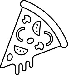 Isolated Mushroom Pizza Icon In Line Art.