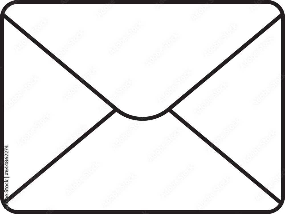 Poster black linear style mail or envelope icon.
