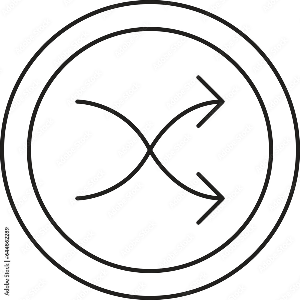 Aufkleber black linear style shuffle arrow in circle icon.