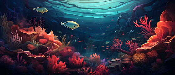 Fototapeta na wymiar Marine life coral reef background