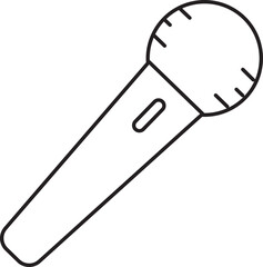 Black Outline Illustration Of Wireless Mic Icon.