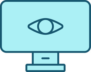 Eye In Desktop Screen Turquoise Icon Or Symbol.