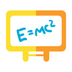 Physical formula vector. Formula written on blackboard in physics class. Multicolored flat vector icon representing school items concept isolated on white background