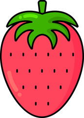 Red Strawberry Icon In Flat Style.