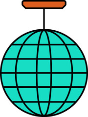 Hanging Disco Ball Icon In Turquoise Color.