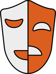 Double Face Mask Orange And White Icon.