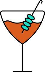 Martini Drink Glass Orange And Turquoise Icon.