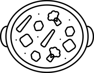 Buddha's Delight Pot Icon In Black Line Art.