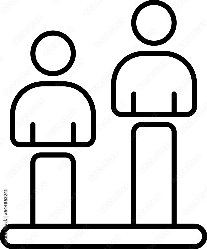 Poster growing user graph icon in linear style.