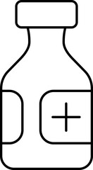 Black Outline Illustration Of Medicine Bottle Icon.