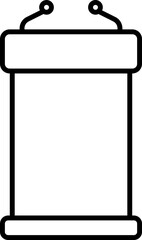 Isolated Mic Podium Black Stroke Icon.