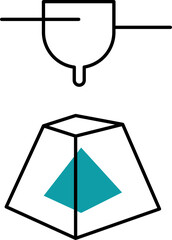 Teal And White Illustration Of 3D Printer Icon.
