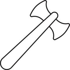 Double Axe Icon In Black Line Art.